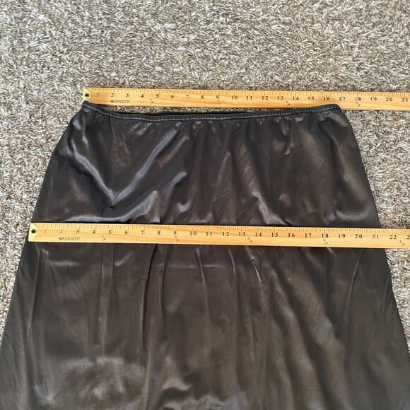 Half Slip Skirt Plus Size 18W 20W Black Solid Nylon Satin Lace Trim Lingerie - Picture 9 of 10